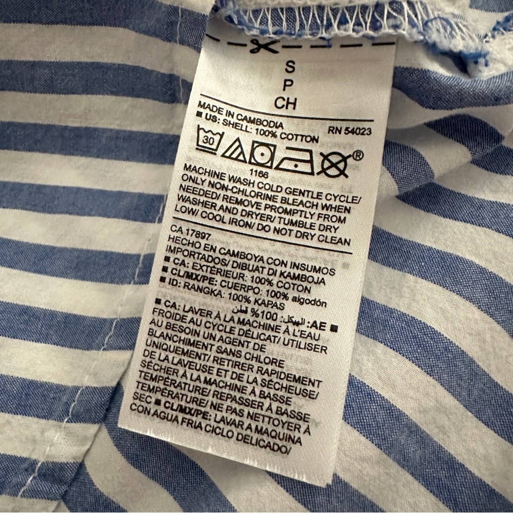 Old Navy Blue White Striped Tunic Shirt Button Down Blouse Women’s Small - Picture 8 of 10